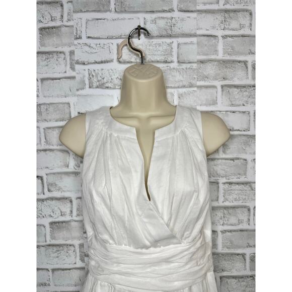 White House Black Market White Flowy Sleeveless 100% Cotton Dress Women's 4 - Picture 2 of 6